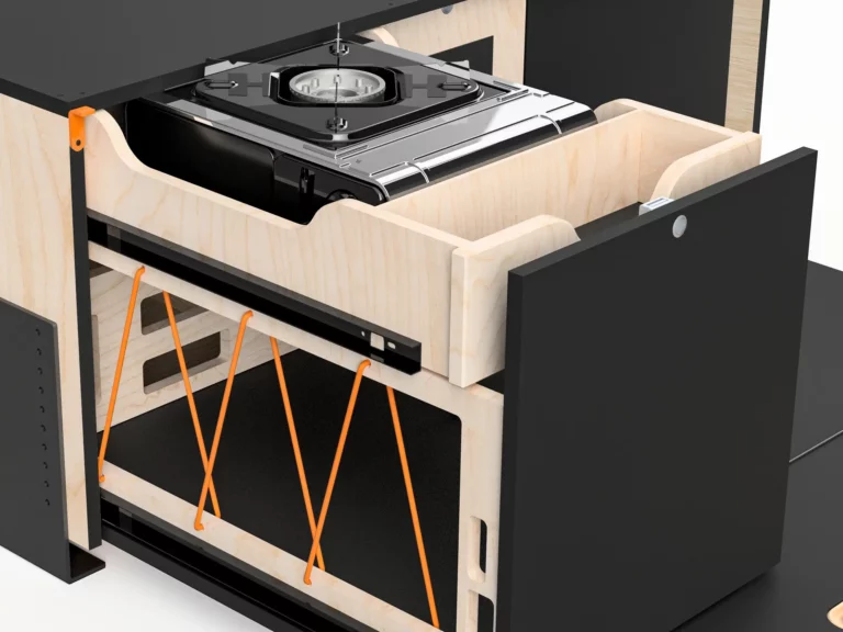Module cuisine amovible pour partir en vacances avec son utilitaire